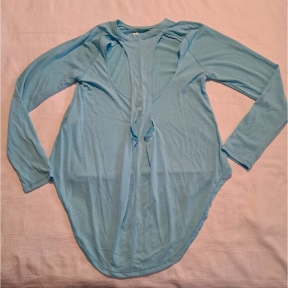 Under Armour women's Small light blue cut out back long sleeve shirt NWOT - Picture 3 of 6